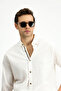 Long Sleeve Regular Fit Button Collar Linen Look Sports Cotton Shirt - 4