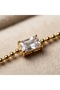 Steel Bracelet Gold Color Square Zircon Stone Elevator Chain Women's Bracelet - 2