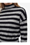 Soft Textured Stand Collar Long Sleeve Striped T-Shirt - 4
