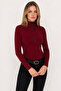 Women's Black Slim Fit Button Detailed High Neck Blouse - 6