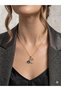 Swan Figured Blue Stone Zircon Detailed Gold Color Women's Steel Necklace Elegant Stylish Design - 8