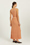 Peach Thin Pleated Glittery Long Skirt - 2