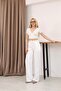 White Summer Muslin Trousers with Elastic Waist