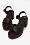 Women's Brown High Heeled Comfortable Single Strap Buckle Shoes