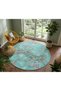 Sdt Round Tree Branch Flower Patterned Turquoise Modern Base Decorative Carpet Sdt878
