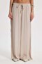 Women's relaxed fit beige trousers with drawstring waist and elasticated wide leg - 2