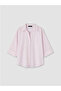Pink Striped Oversize Poplin Women's Shirt - 3