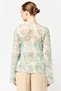 Women V-Neck Long Sleeve Floral Tops, Multicolor - 3