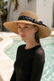 Polka Dot Ribbon Detail Straw Hat 2136 Camel - 3