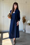 Draped Chest Detail Shirt Dress Navy Blue Set - 4