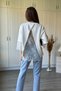 Modal White T-Shirt with Lace Detail on the Back and Sleeves - 4
