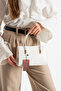 Gold Detailed Fixed Strap Petra Women's Crossbody Bag White - 2