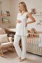 Women's Ecru Lace Special Design Maternity Pajama Set - 2