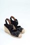 Meliza Black Rubberized Straw Detailed Wedge-Heeled Women's Shoes - 4