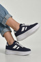 Navy Blue Thick Sole Women's Sneaker – Casual, Comfortable, Modern Striped Sports Shoes - 4