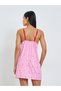 Striped Slip Dress and Robe Set with Heart Print Detail - 5