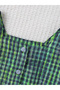 Girls Green Checked Puff Sleeve Ruffle Hem Top and Pants Set - 3