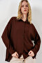 Women's Long Oversize Shirt 20334 - Brown