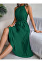 Green Sleeveless Pleated Maxi Dress - 5