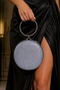 Smoked Women's Round Shaped Stone Detailed Chain Strap Evening Dress Handbag Stylish Evening Event Bag - 6