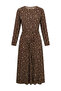 Bürümcük Fabric Patterned Belted Dress 0503-03 Brown - 5