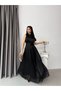 Black Belted Pleated Crew Neck Maxi Dress - 3