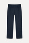 Men's Navy Blue Straight Fit Linen Trousers - 2