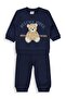 Teddy Bear Printed 3-18 Month Set - Navy Blue