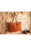Women's Orange Knitted Textured Zippered Shoulder Bag - with Inner Pocket (25X40 cm)