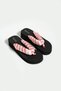 Bella Women's Red and White Striped Chiffon Puff Fabric Platform High Sole Non-Painful Beach Slippers - 4