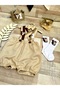 Sincap Concept Baby Boy Beige Salopet Bow Tie Socks Crown Set - 3