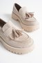 Women's Daily Beige Suede Loafer Shoes Fs10Ms03D - 5