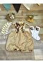Sincap Concept Baby Boy Beige Salopet Bow Tie Socks Crown Set - 5