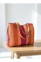 Stylish Design Handcrafted Handbag with Large Internal Volume - Orange Plum - 3