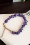Amethyst Bracelet Broken Stone Bracelet Amethyst Stone Steel Chain Clip Does Not Tarnish Does Not Fade - 5
