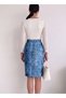 Women's Elastic Waist, Front Slit, Standard Size Sml Compatible, Midi Length Pencil Skirt, Length 70 cm - 3
