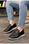 Black Genuine Leather Buckle Loafer Shoes - 2