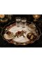 Luxury Glass Surface Presentation Tray 38 cm - Tea and Coffee Serving Tray - Decorative Round Tray with Gold Detail - 2