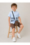 Yavrucak 63305-26 Boy's 4-Piece Set Shirt T-Shirt Shorts Bag Combination Summer Casual Set - 5