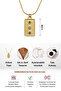 Women's Gold Color Steel Rectangular Necklace with Stones, Minimal Stylish Elegant Gift - 5