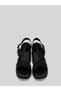 Zoryla Women's Off-White Leather Gold Buckle Thick Heeled Patent Leather Band Mini Platform Open-Front Heeled Sandals 8 cm - 5