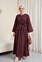 Single Button Belted Skirt with Pockets Embossed Patterned Jacquard Suit - Plum