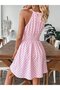 Women's Off-The-Shoulder, Tie-Back, Elastic Waist, Short Jersey Dress - 5