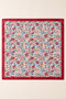 Women's Burgundy Edged Floral Patterned 70X70 cm Satin Scarf, Silky Textured Square Neck Hair and Bag Accessory - 5