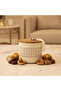 Cream Metal Candy Storage Jar with Wooden Lid –18 × 17 cm - 2