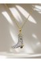 Women's Gold Color Steel Chain Cowboy Boot Necklace with Zircon Stone, Stylish Minimal Gift - 6