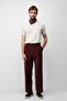 Burgundy Pleated Relaxed Fit Men's Trousers - 2