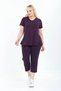 Plus Size Capri Length Lycra Viscose Suit with Pocket and Side Stone Detail - 3