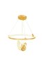 Modern Lighting, Chandelier, Light, Ring+Swan, Gold Color, 45x115 cm, Suitable for bedroom and living room, Adjustable height
