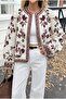 Women's Burgundy Embroidered Lined Linen Jacket